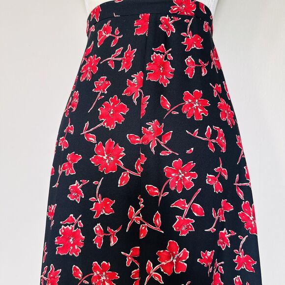 Vintage Rena Rowan Skirt SZ 8 Red Floral Maxi Fall Cottage Peasant Boho 90s Y2k - Picture 6 of 10